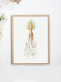 raw wood framed vintage squid print wall art